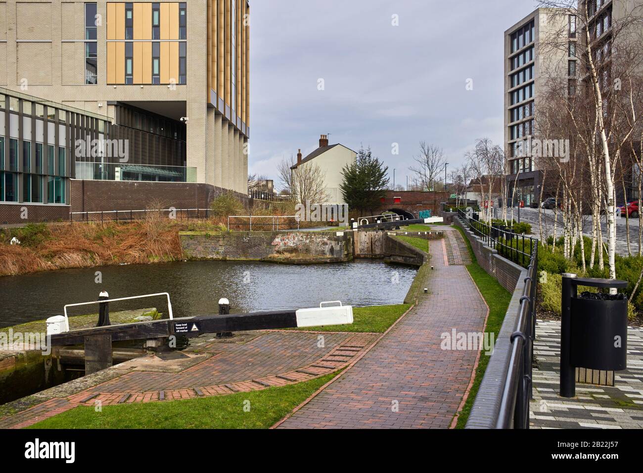 Digbeth Branch Canal at University Locks, Digbeth, Birmingham Stockfoto