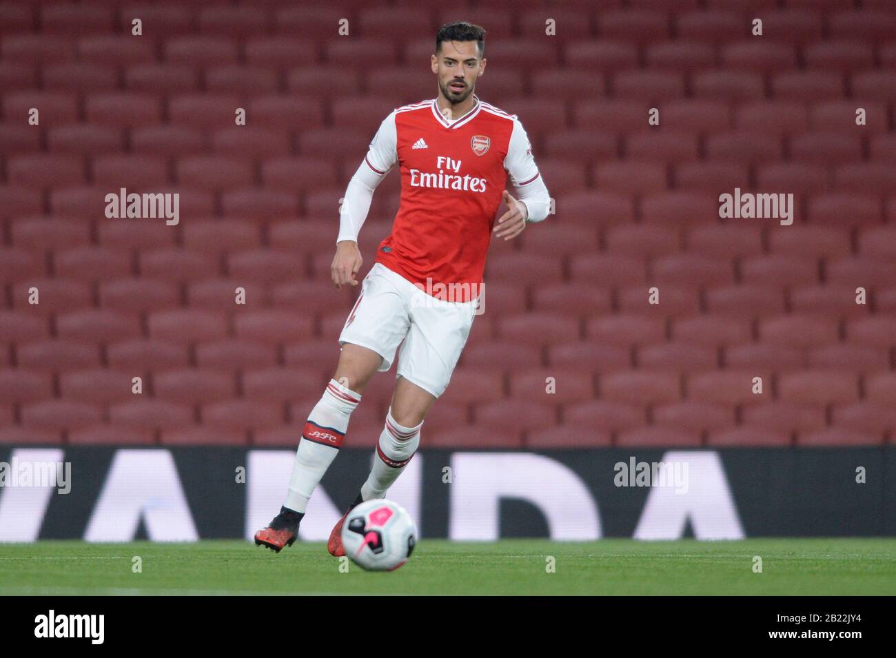 Pablo Mari von Arsenal unter-23 im Einsatz während der Premier League 2 Division Ein Spiel zwischen Arsenal und Manchester City unter-23 bei den Emirates S Stockfoto