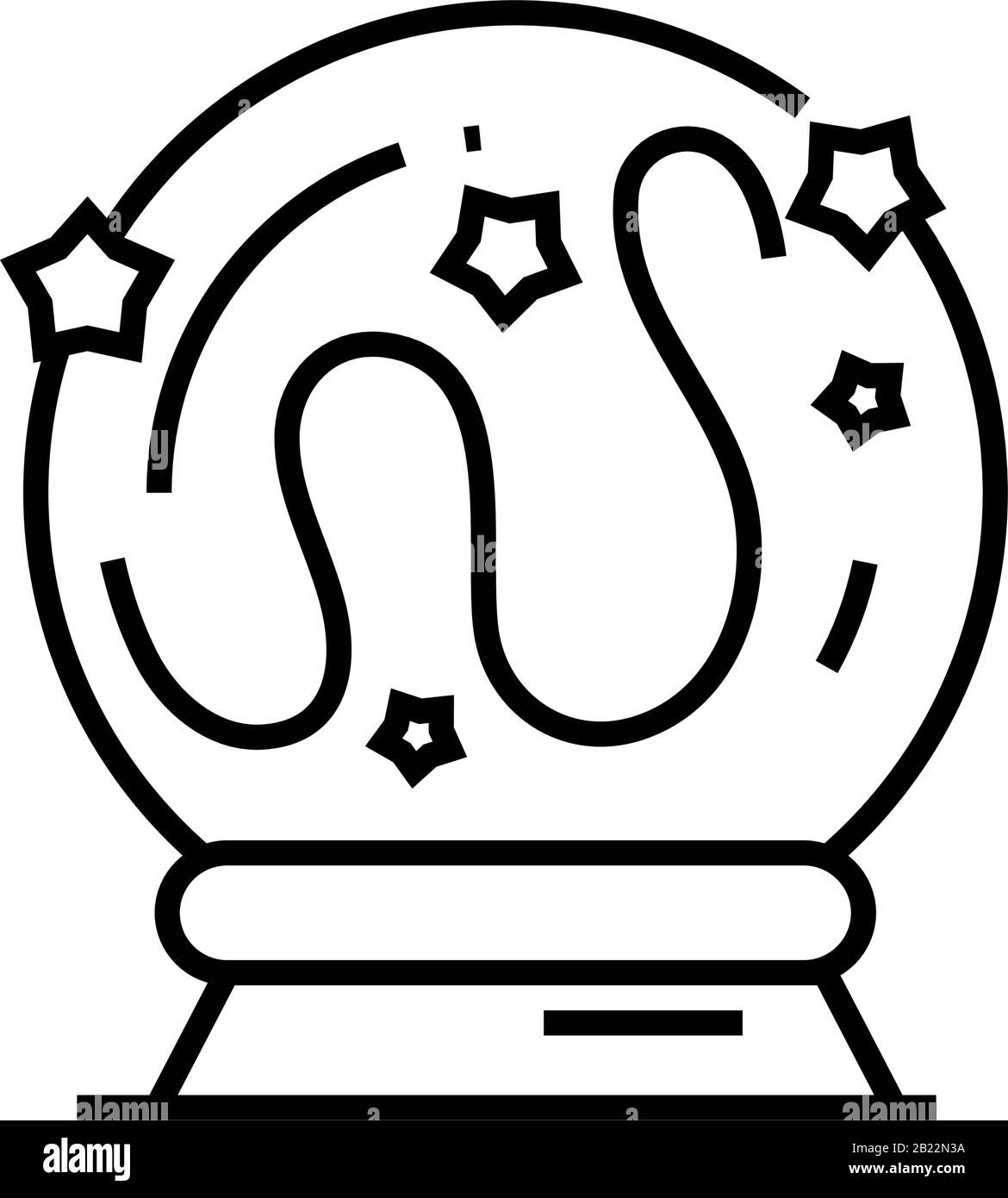 Symbol für magische Glaskugelinie, Konzeptschild, Konturvektorabbildung, lineares Symbol. Stock Vektor