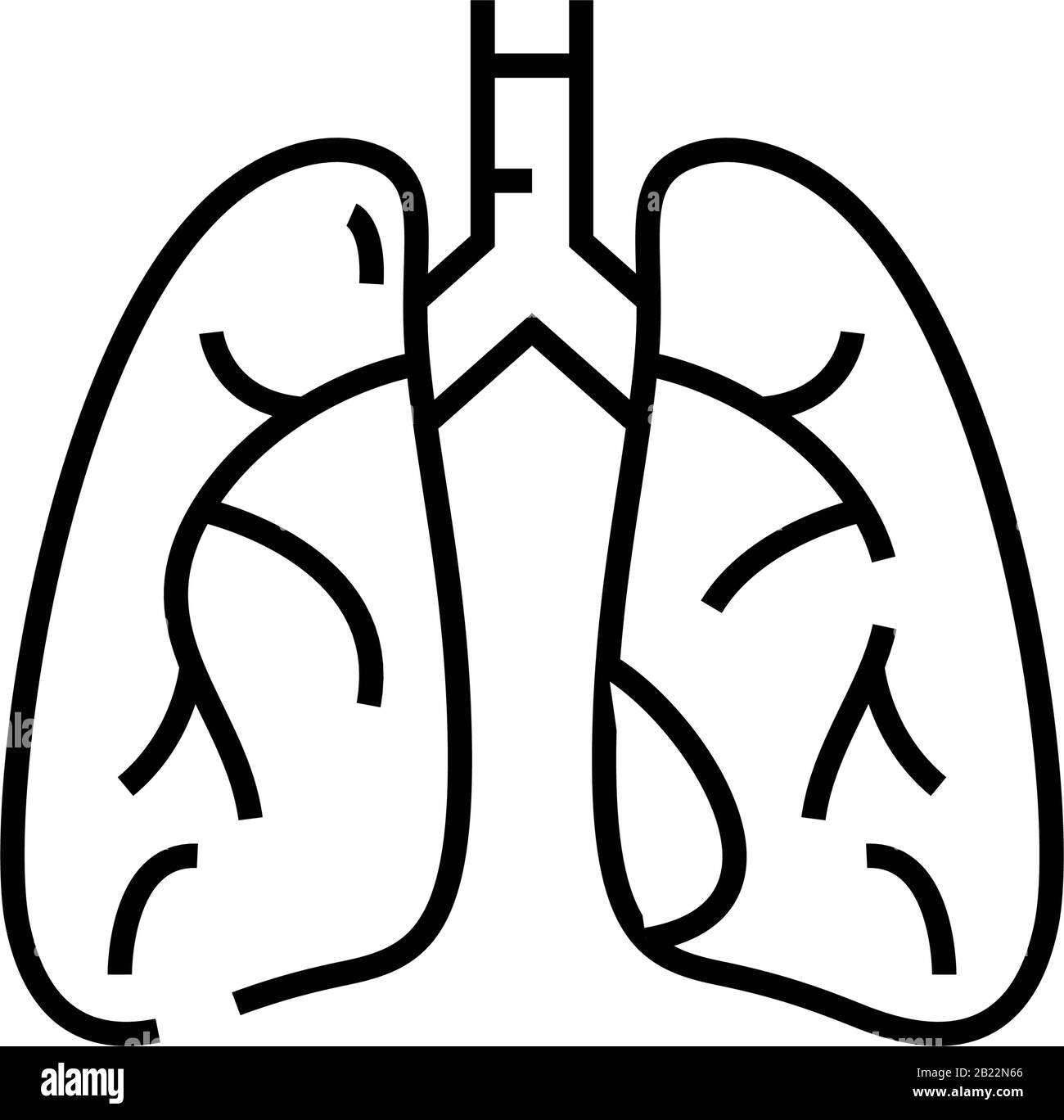 Internes Organ das Symbol für die Lungenlinie, das Konzeptzeichen, die Konturvektorabbildung, das lineare Symbol. Stock Vektor