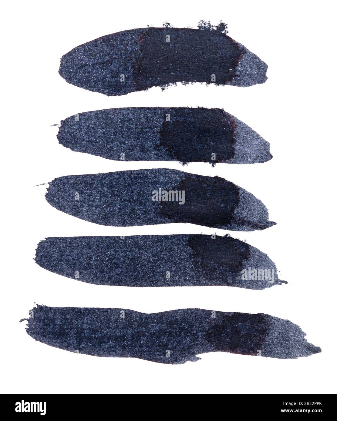 Schwarze Tintenstriche isoliert auf weißem Hintergrund Stockfoto