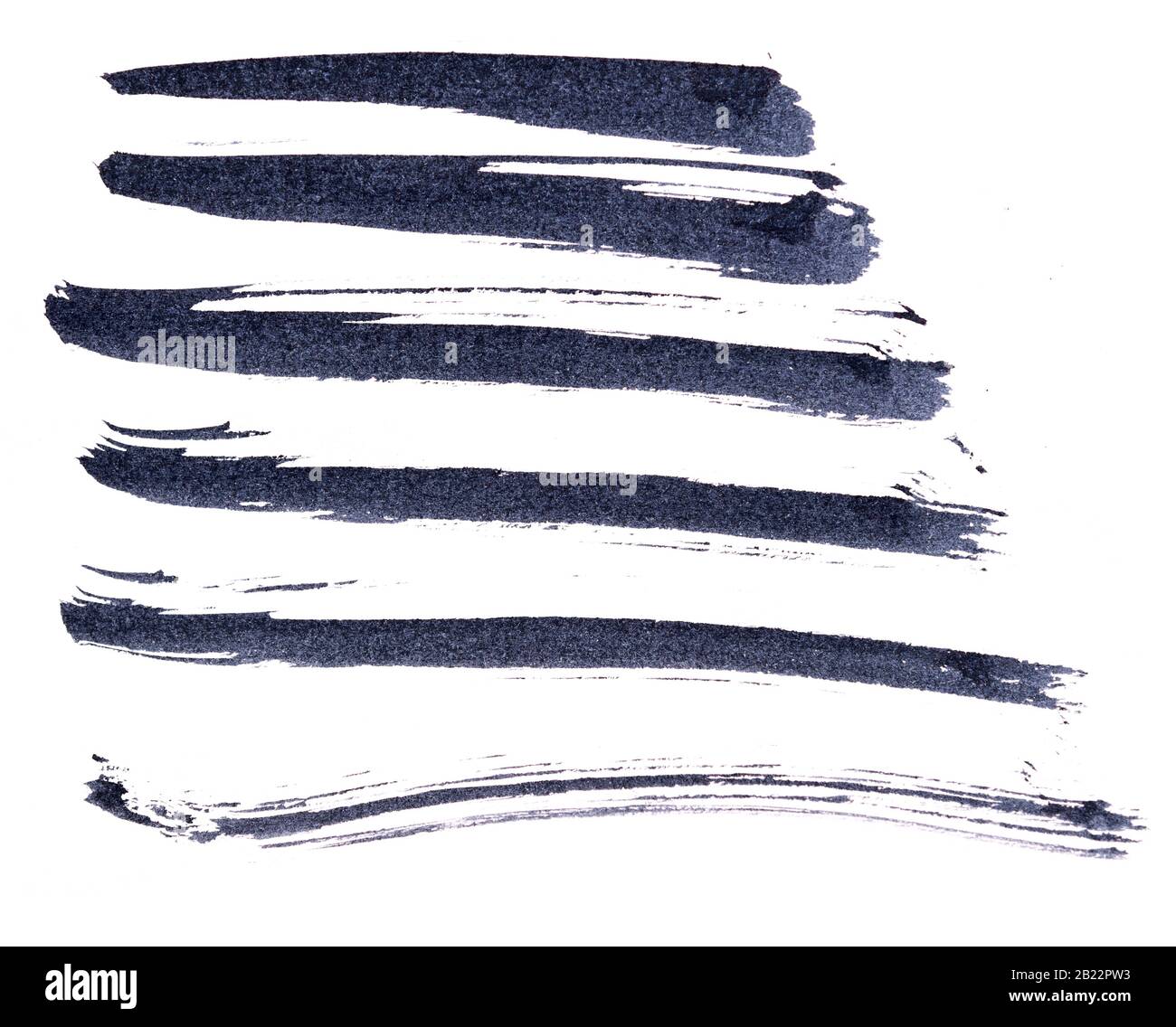 Schwarze Tintenstriche isoliert auf weißem Hintergrund Stockfoto