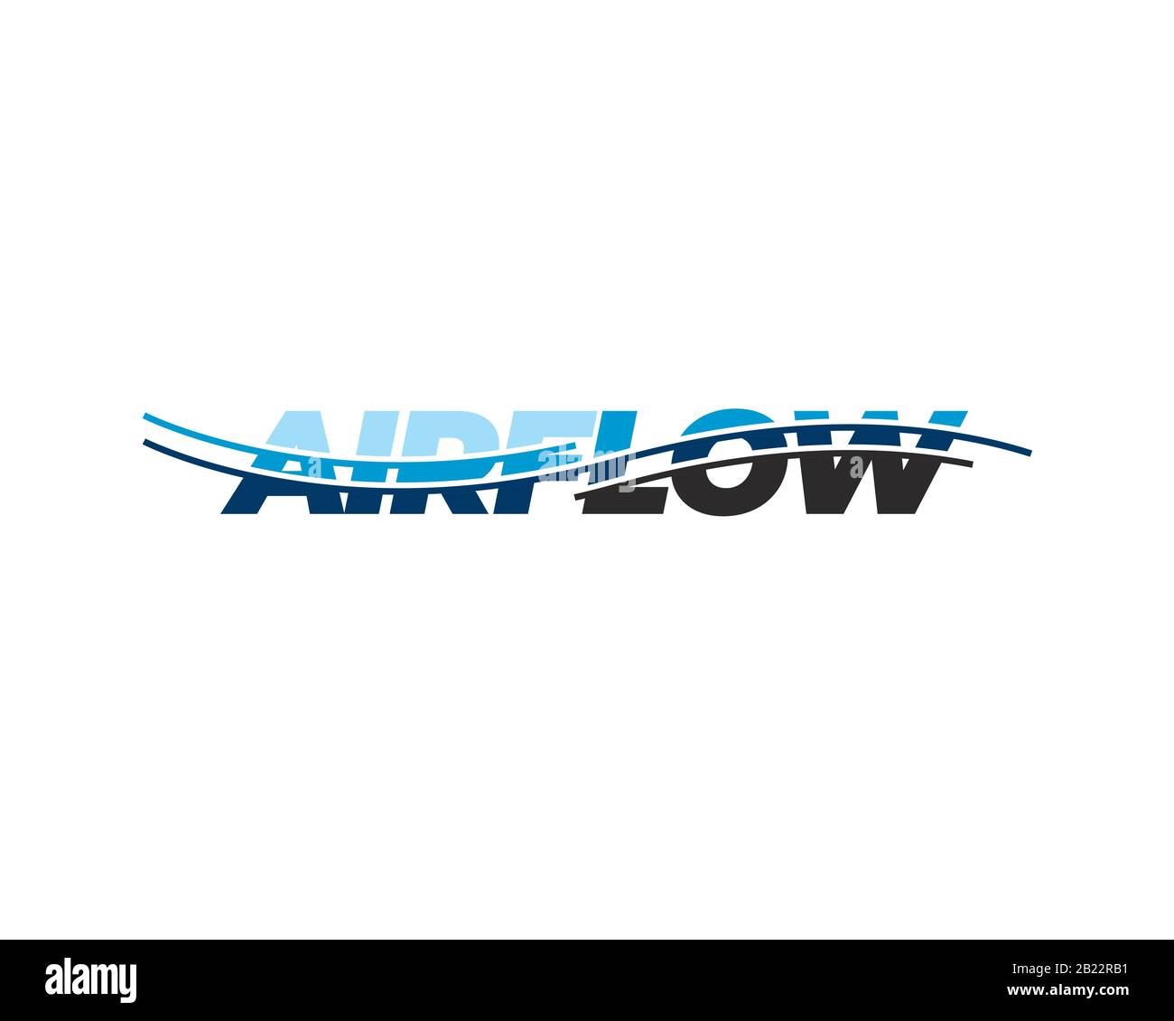 Wortmarke Logo Typografie Luftstrom mit Luftlinien Kurve ähnlich Luft Oder Wasserstrahl Stock Vektor