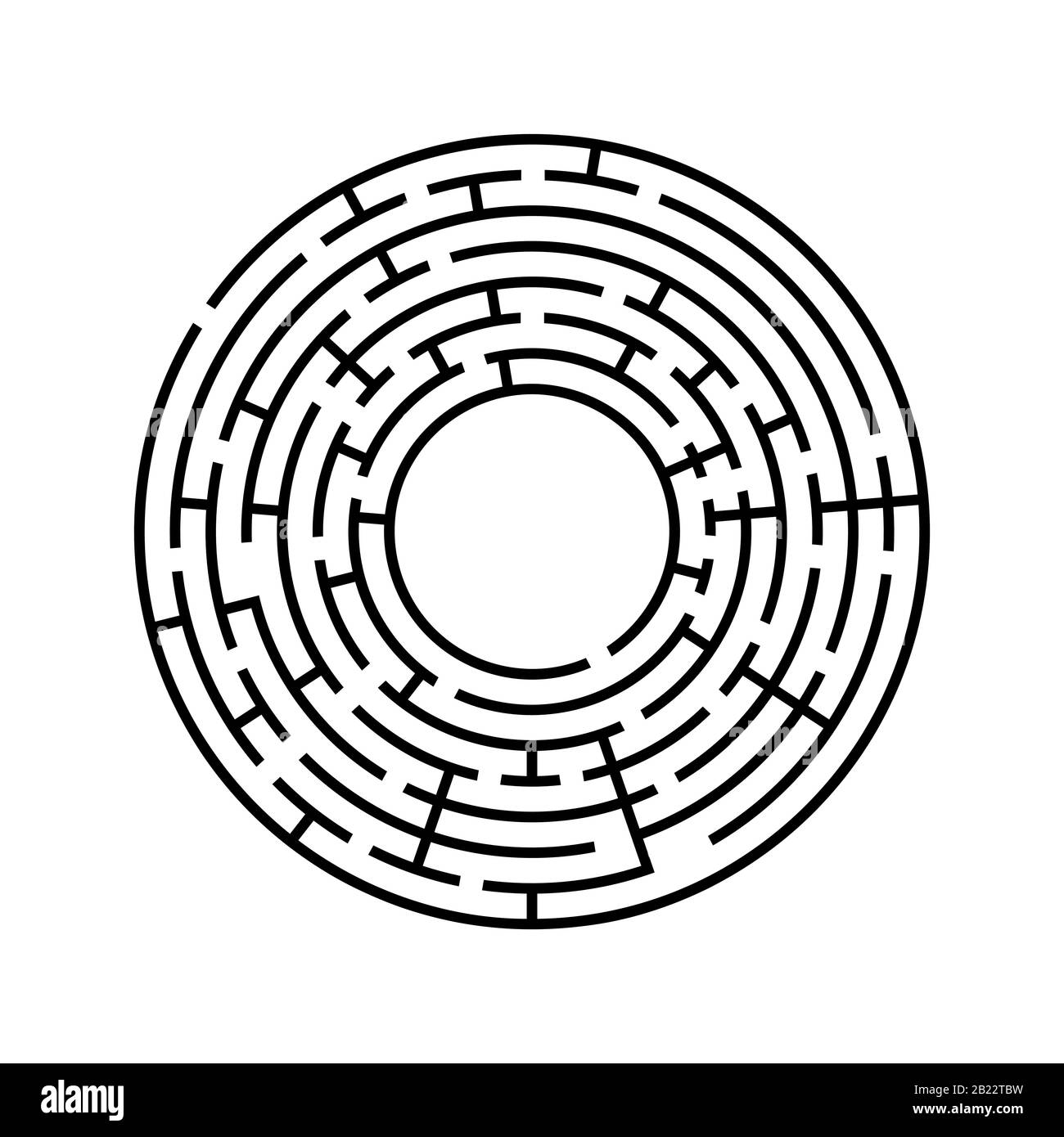 Rundes Labyrinth. Ein interessantes und nützliches Spiel für Kinder und Erwachsene. Einfache flache Vektorgrafiken isoliert auf weißem Hintergrund Stock Vektor
