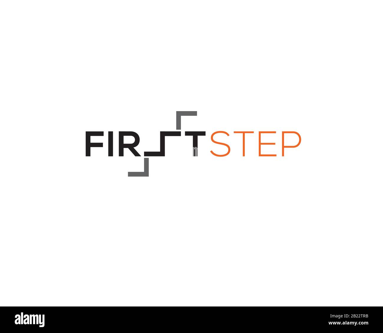 Wortmarke Typografie des ersten Schrittes mit Buchstaben s als oben Treppentiefe Stock Vektor