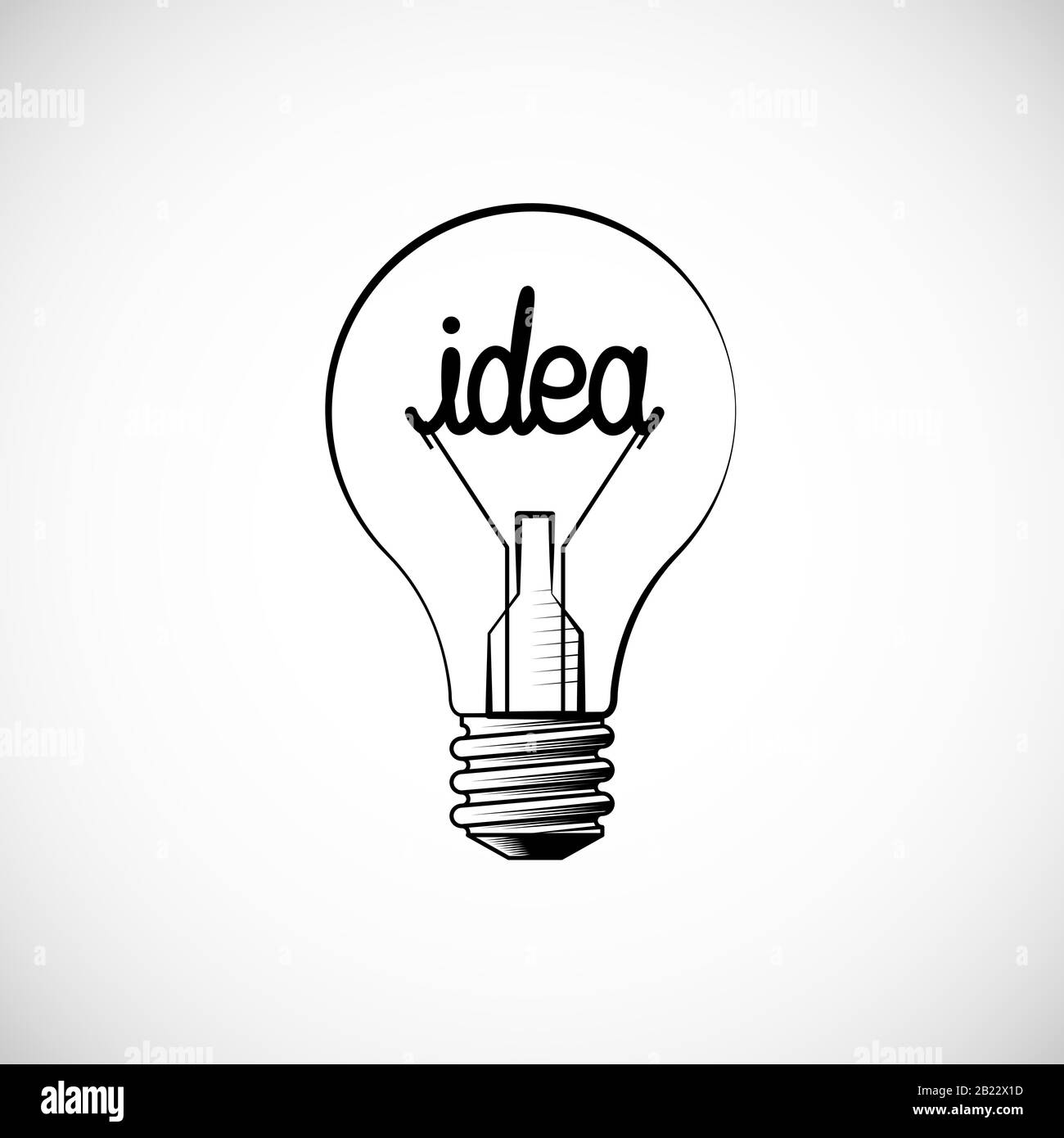 Skizze des Glühbirnensymbols mit Konzept der Idee. Denken und kreativ anders. Von der Hand gezeichneter Zeichenvektor für Doodle Stock Vektor