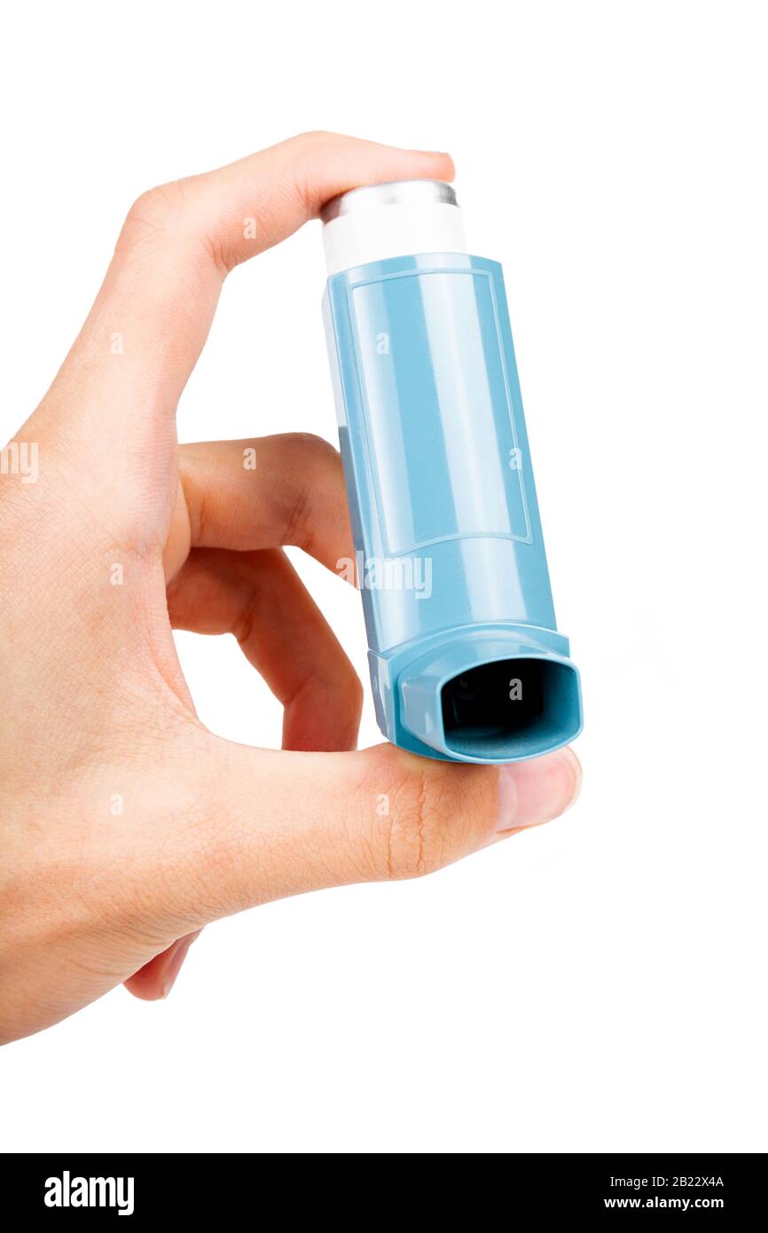 Hand holding asthma inhaler -Fotos und -Bildmaterial in hoher Auflösung –  Alamy