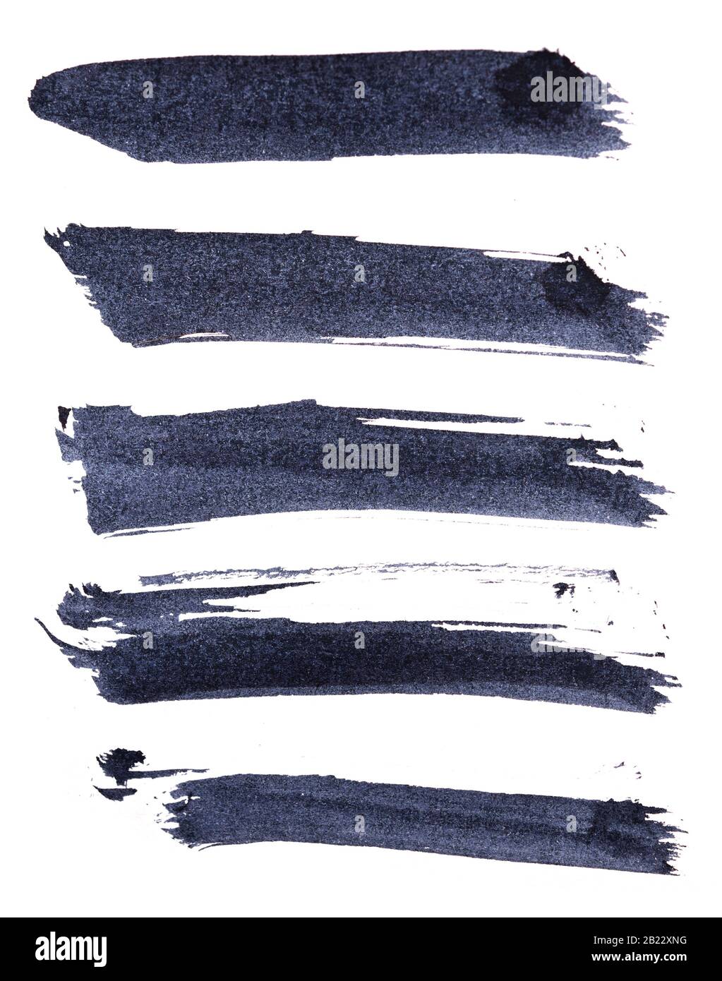 Schwarze Tintenstriche isoliert auf weißem Hintergrund Stockfoto