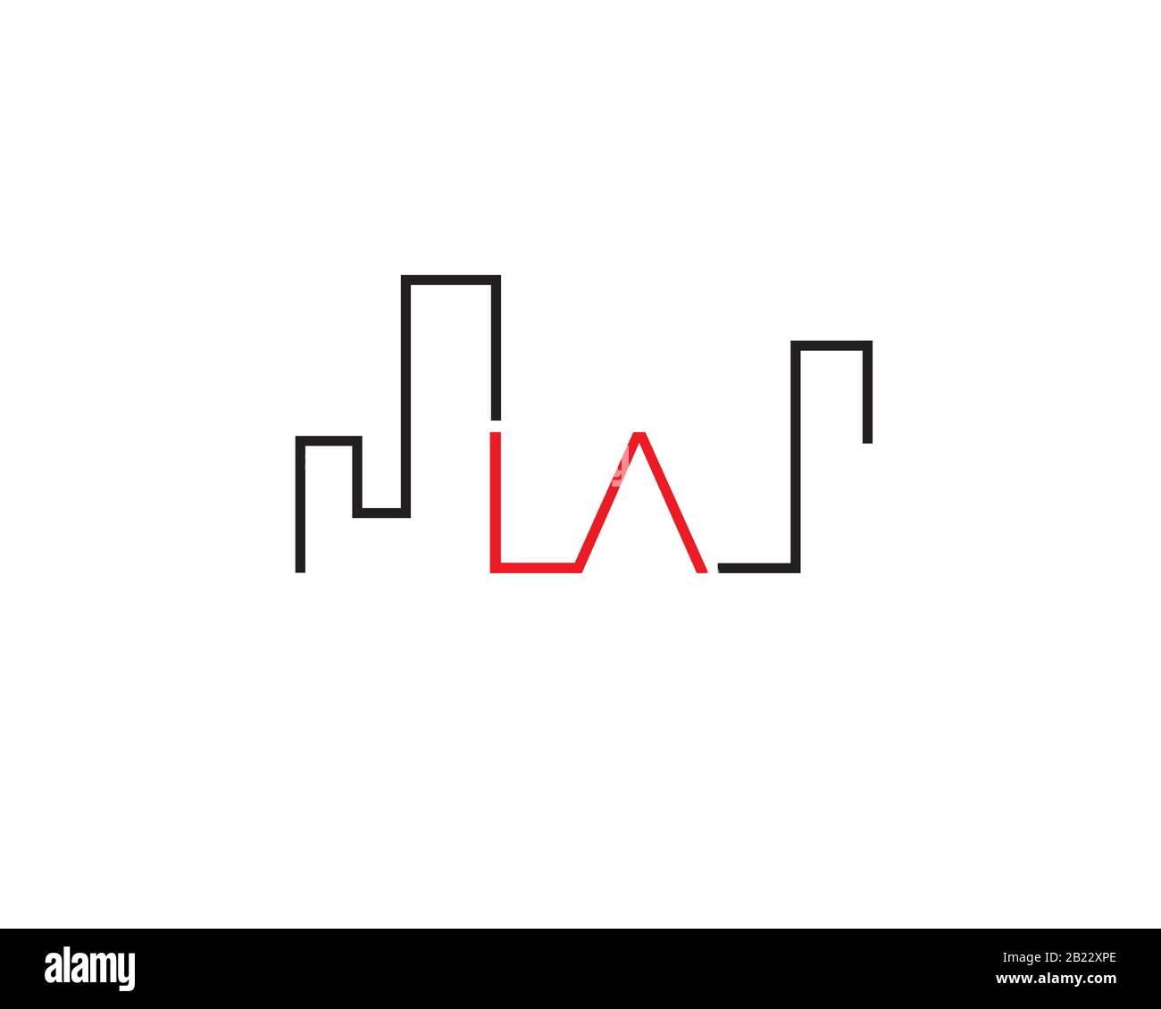 Los Angeles LA Skyline Wahrzeichen Landschaft Wortmarke Logo Stock Vektor