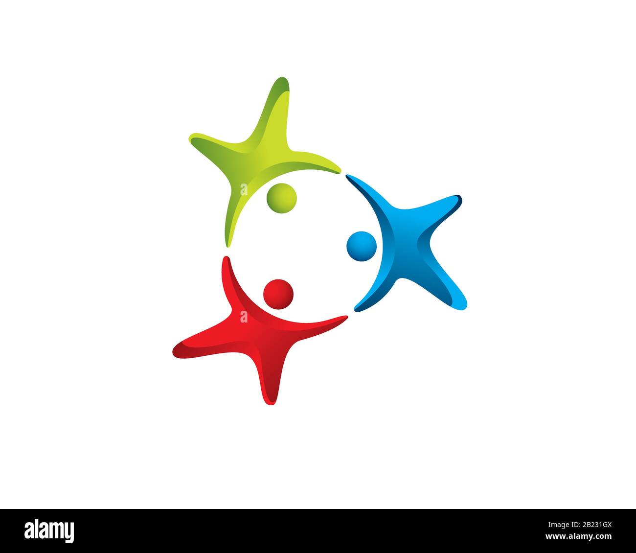 Drei 3 symbolische Menschen Menschen halten Hände zusammen, die eine Kreisförmige Verbindung Stock Vektor