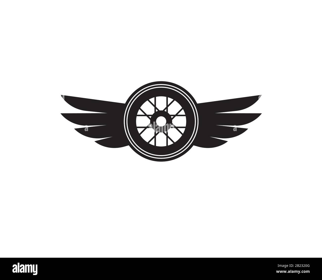 Einfacher schwarzer Reifen mit zwei aufgesetzten Flügeln Stock Vektor