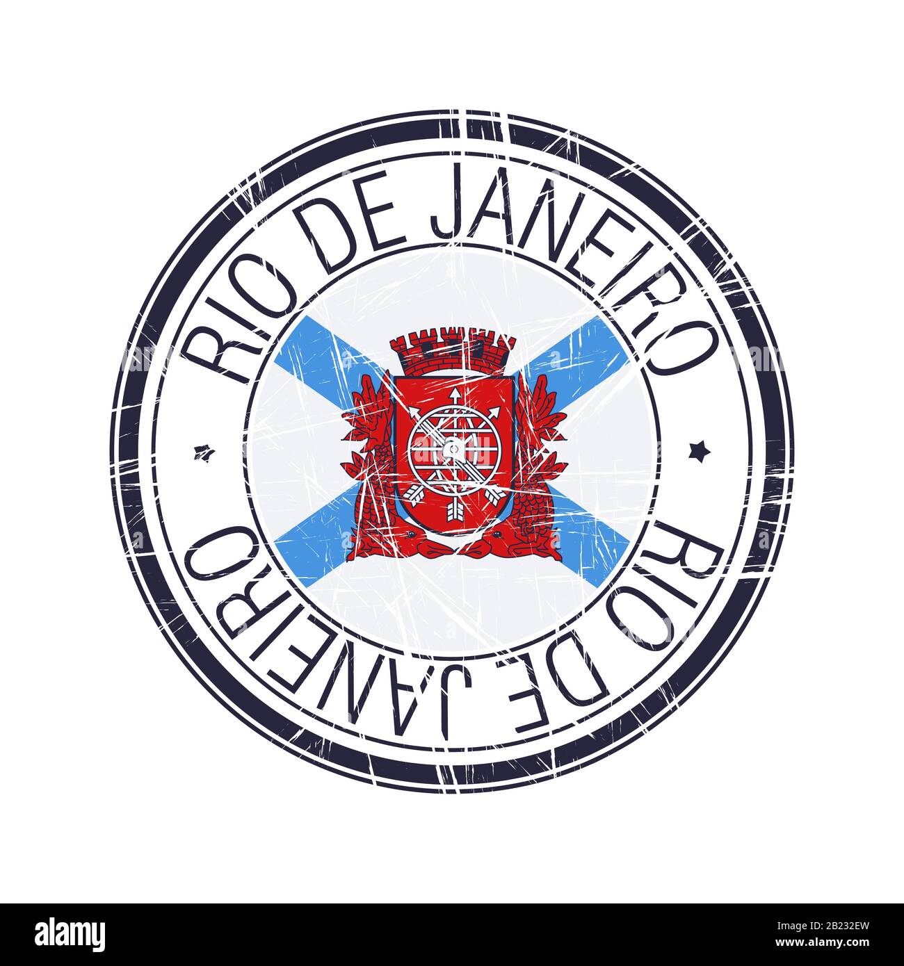 Stadt Rio de Janeiro, Brasilien Briefgummistempel, Vektorobjekt über weißem Hintergrund Stock Vektor