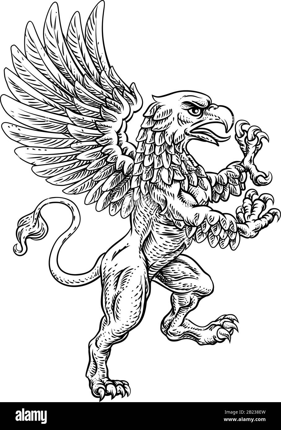 Griffon Zügellte Gryphon Wappen Crest Mascot Stock Vektor