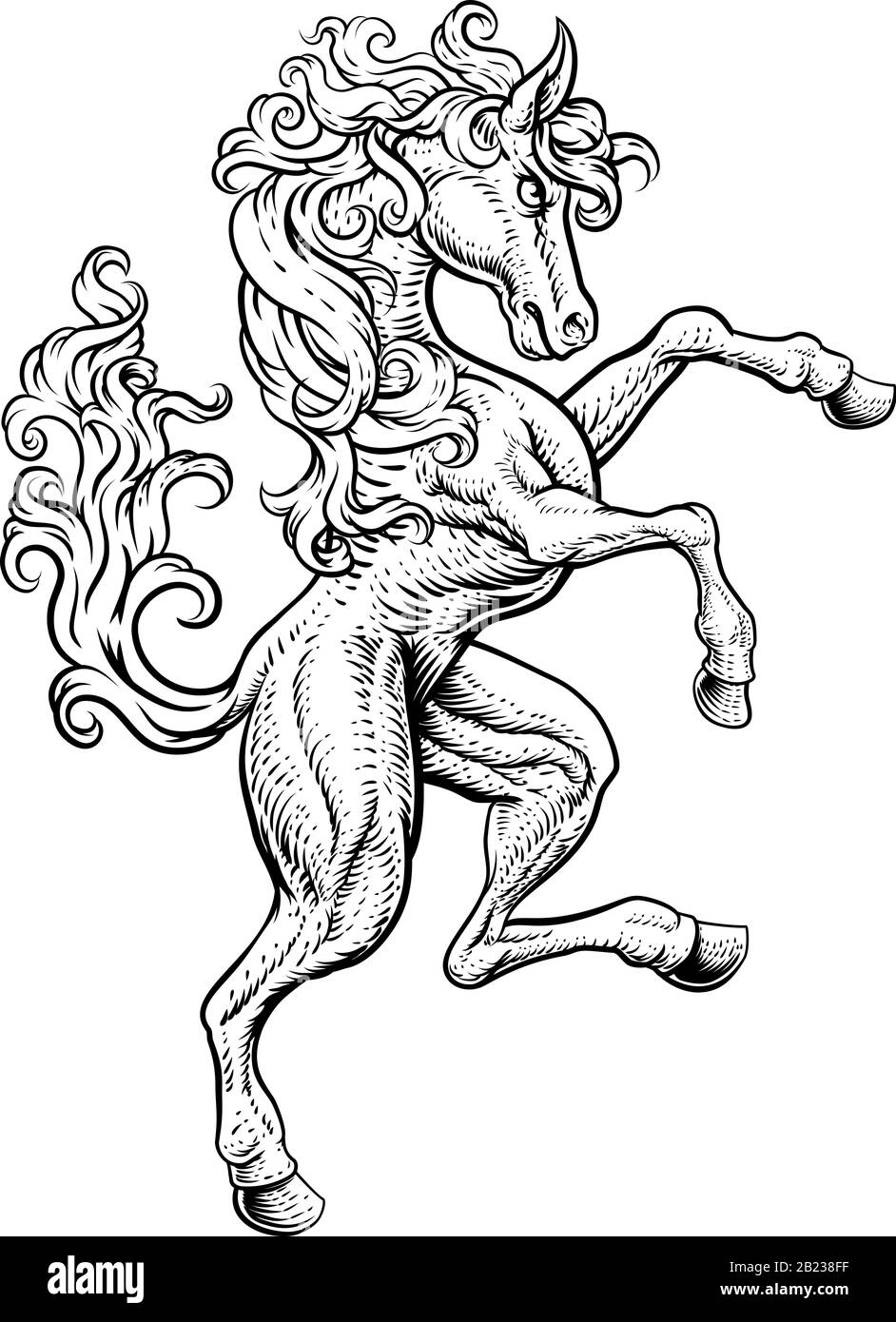Pferdeaufzug Rampender Crest-Wappen-Stil Stock Vektor