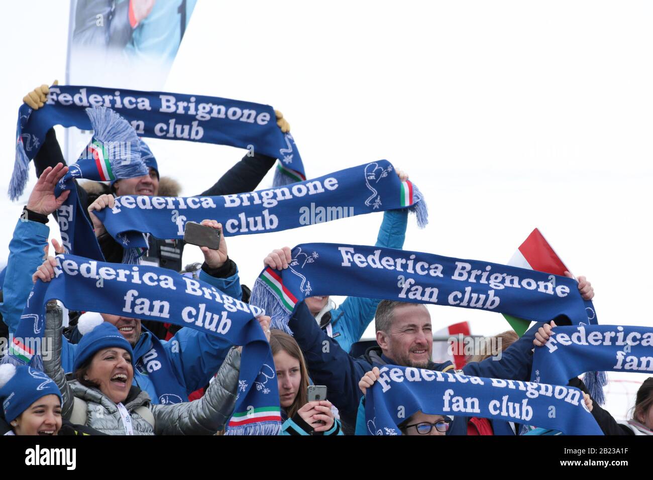 La Thuile (AO), Italien, 29. Februar 2020, Fans von federica brignone bei der Ski-WM 2020 - Frauen Super-G - Ski - Credit: LPS/Sergio Bisi/Alamy Live News Stockfoto