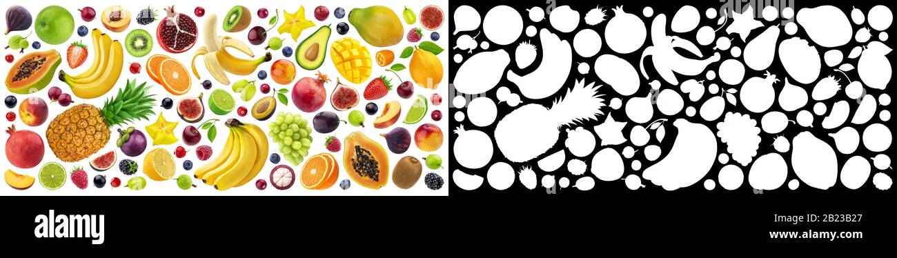 Obst- und Beerensammlung mit Alphakanal Stockfoto