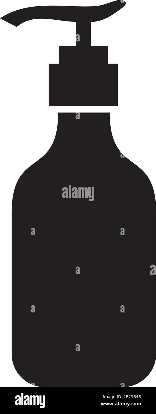 Gel-, Schaum- oder Flüssigseifenspender Pumpe Kunststoffflasche, Vector Icon Vorlage schwarz Farbe editierbar. Flasche aus Pumpenkunststoff, Symbol für Vektorsymbol Flat Vector Stock Vektor