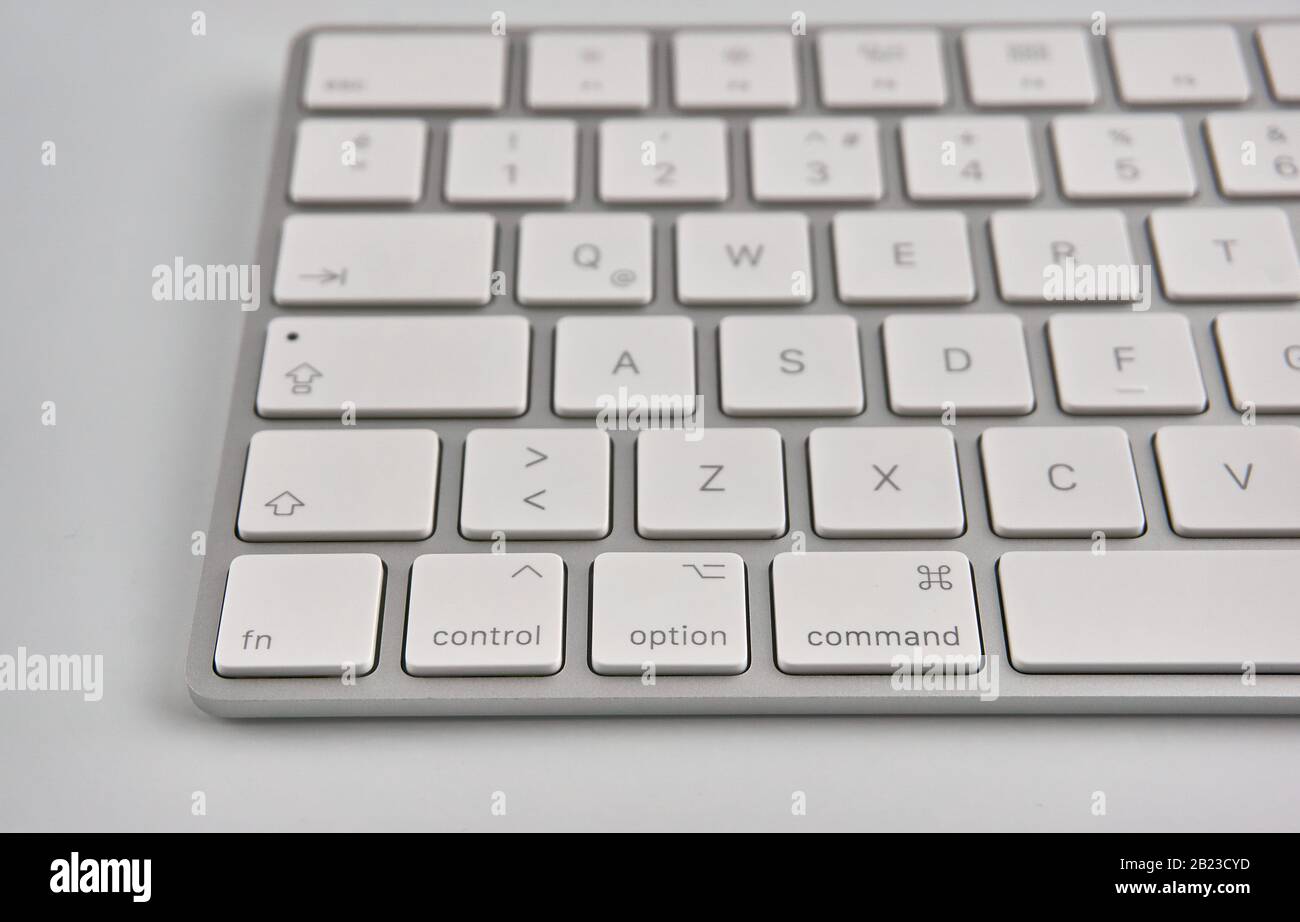 Teil einer Tastatur, in der Nähe einer Planaufnahme Stockfoto