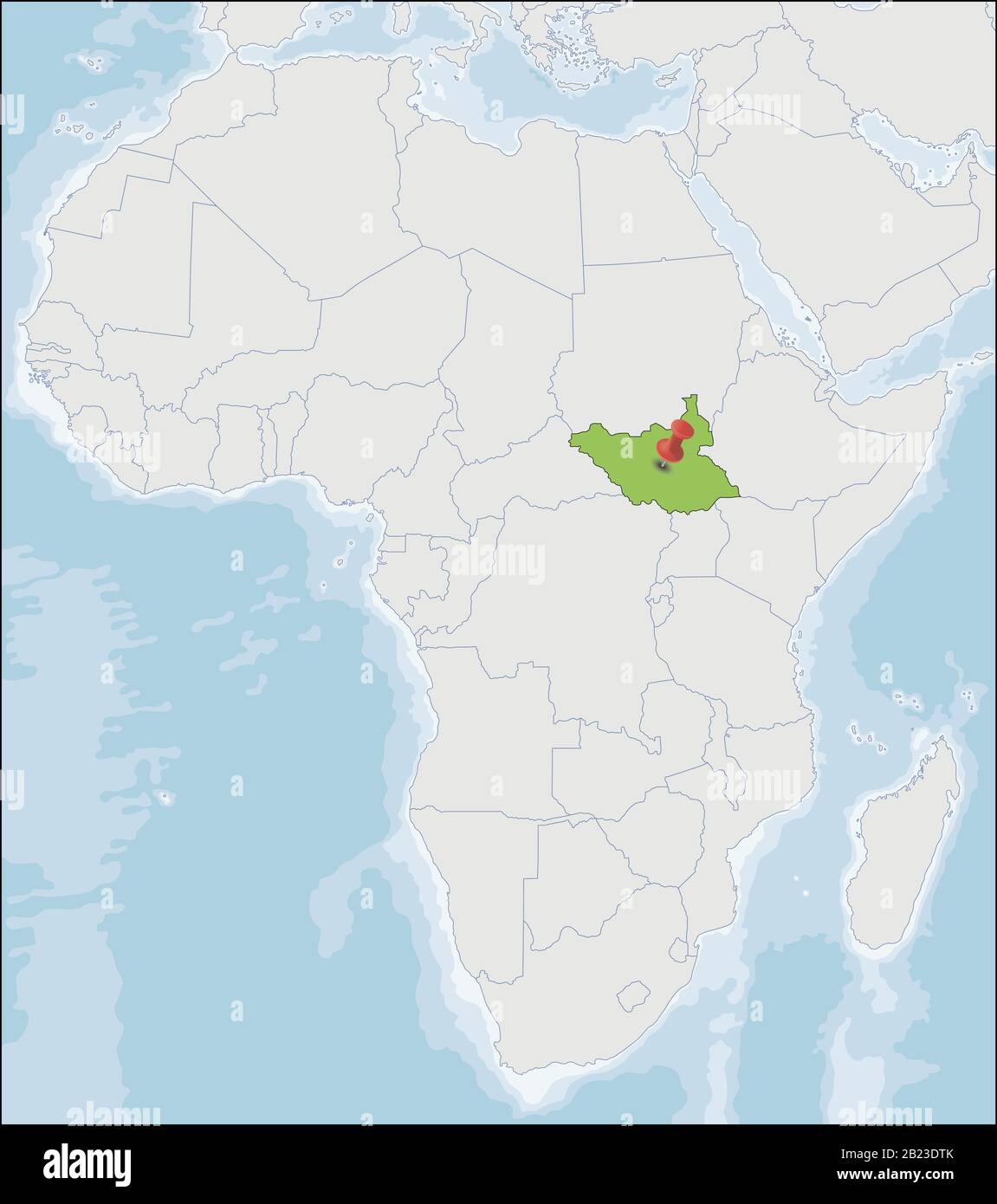 Lage der Republik Südsudan auf Afrika-Karte Stock Vektor