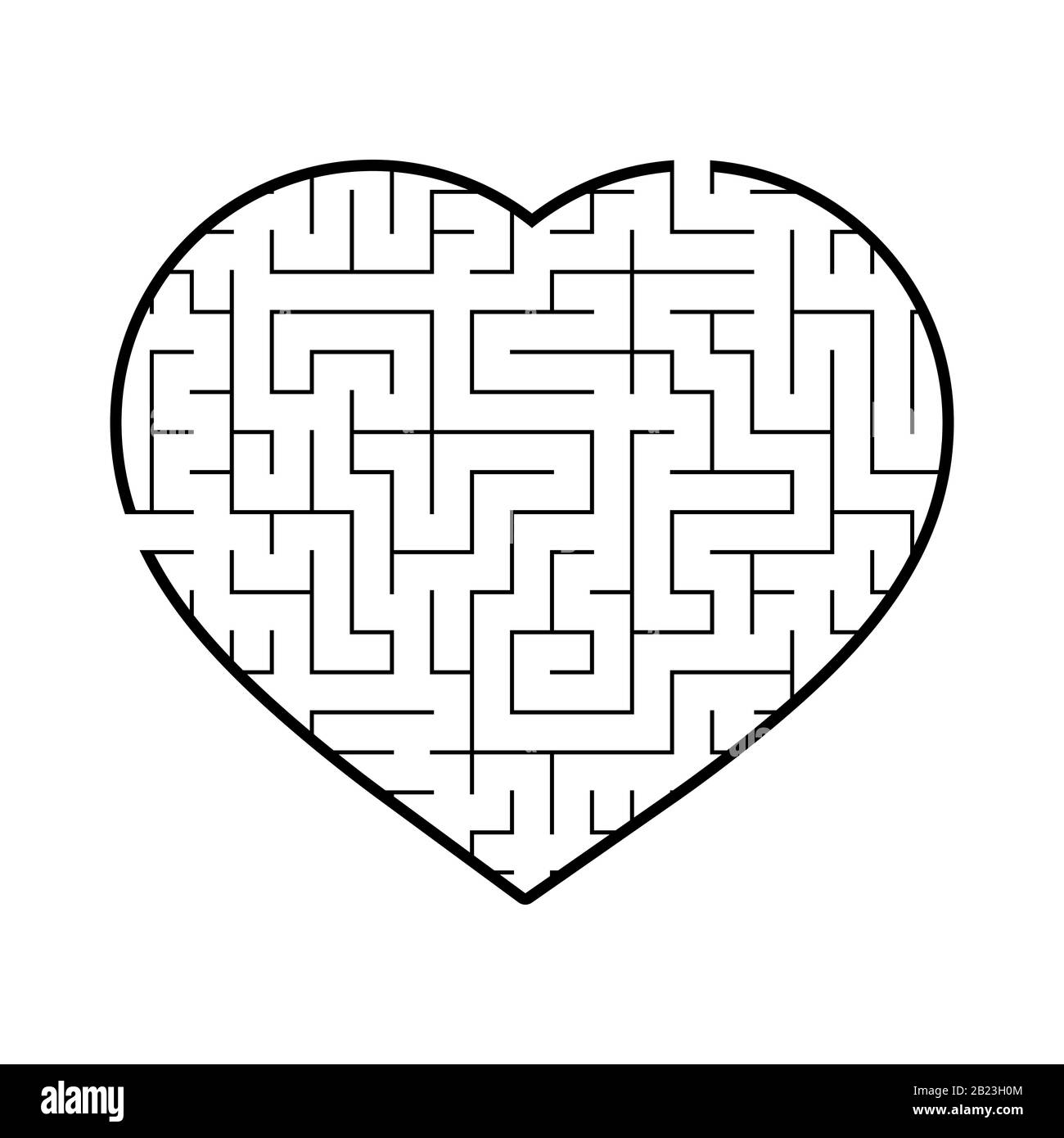Labyrinthherz. Einfache flache Vektorgrafiken isoliert auf weißem Hintergrund. Ein interessantes Spiel für Kinder und Jugendliche Stock Vektor