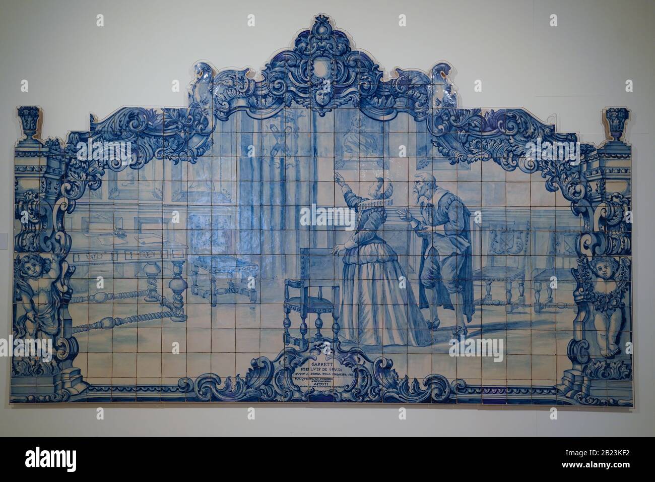 Painel de Azulejos (Azulejos-Gremium) im Museum Nacional do Azulejo (Nationales Fliesenmuseum), einem berühmten Kultur- und Kunstmuseum in Lissabon Portugal Stockfoto