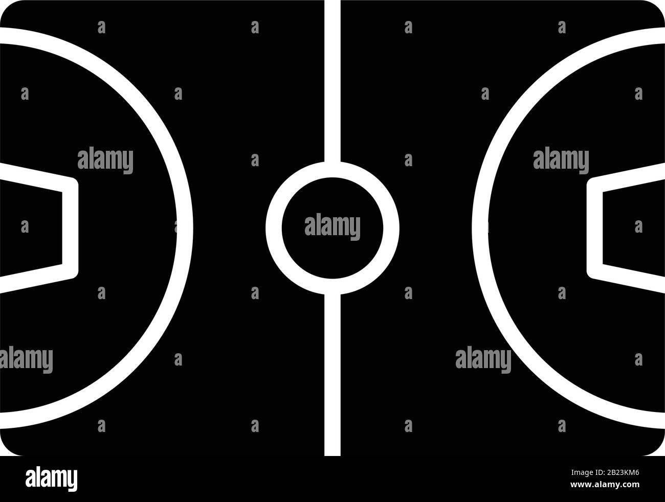 Schwarzes Symbol für Fußballfeld, Konzeptabbildung, flaches Vektorsymbol, Glyph-Zeichen. Stock Vektor