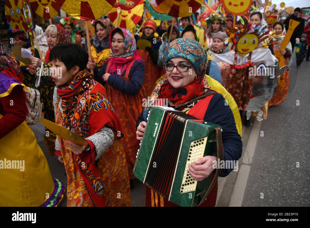 Maslenitsa oder Pancake-Woche in Astrachan, Russland Stockfoto