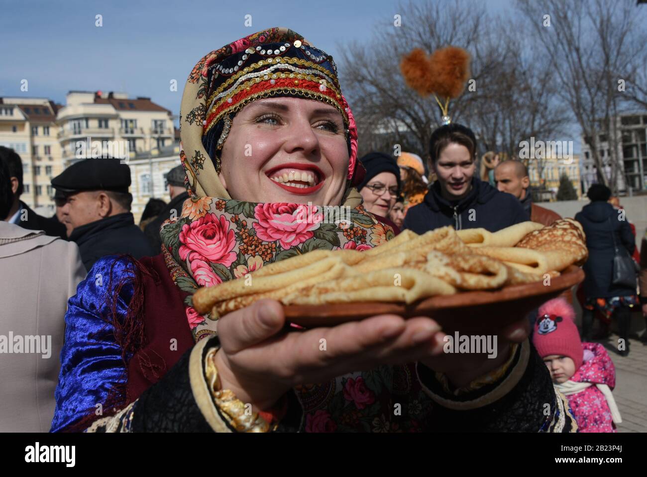 Maslenitsa oder Pancake-Woche in Astrachan, Russland Stockfoto