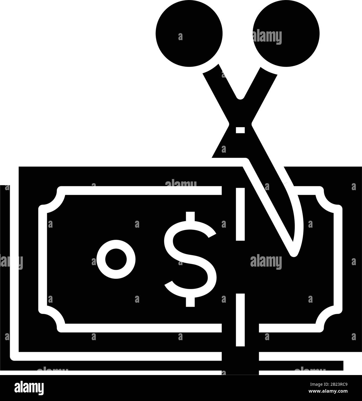 Schwarzes Symbol für finanzielle Ausgaben, Konzeptabbildung, Vektor-Flachsymbol, Glyph-Zeichen. Stock Vektor