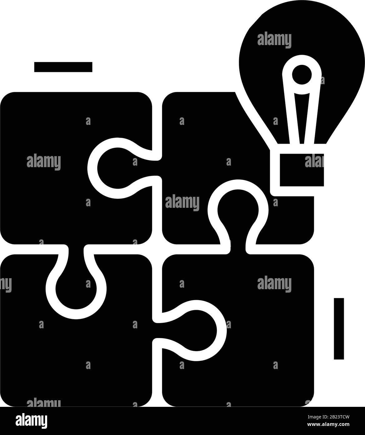 Symbol für das fertige Puzzle schwarz, Konzeptabbildung, Symbol für die Vektorebene, Glyph-Zeichen. Stock Vektor