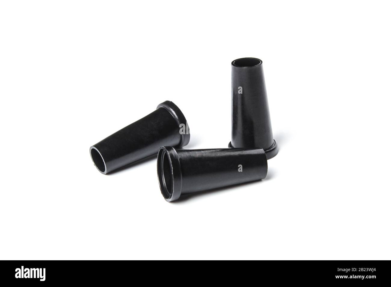 Kunststoff-Mundstücke für Hookah isoliert auf Weiß Stockfoto