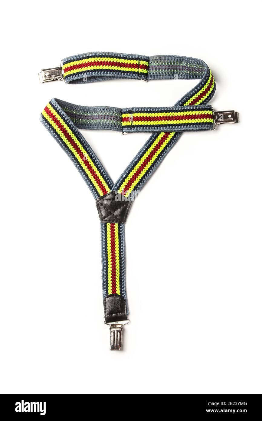 Kinderkautschuk-Hosenträger für Hose isoliert auf Weiß Stockfoto