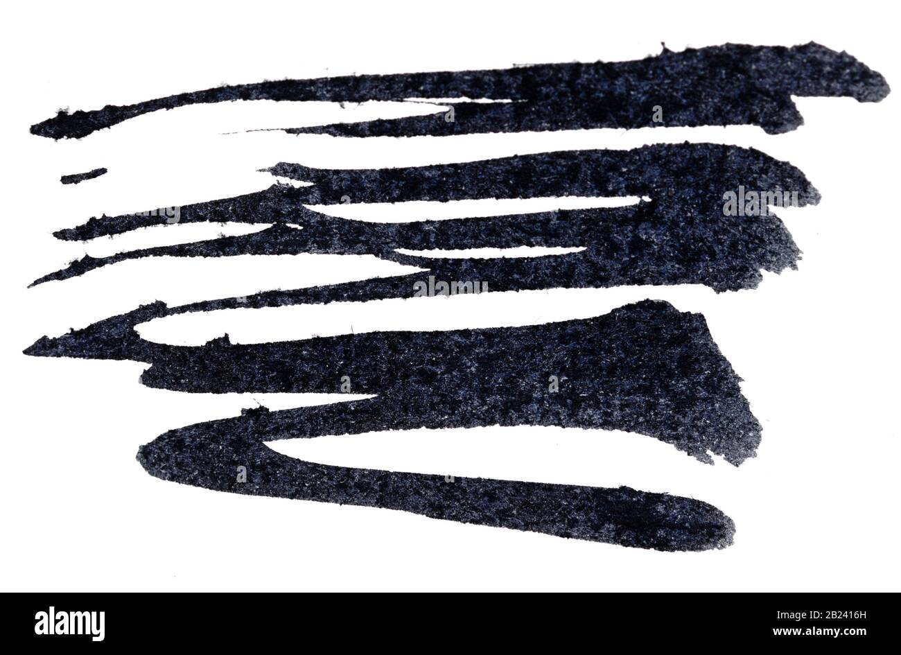 Schwarze Tintenstriche isoliert auf weißem Hintergrund Stockfoto