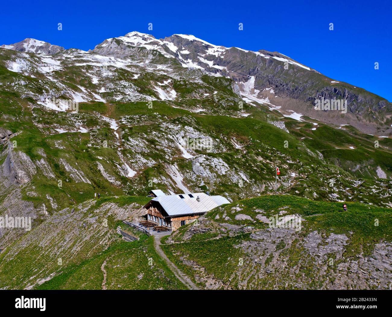 Berghütte Geltenhütte des Schweizer Alpenvereins, Berner Oberland, Lauenen, Kanton Bern, Schweiz Stockfoto