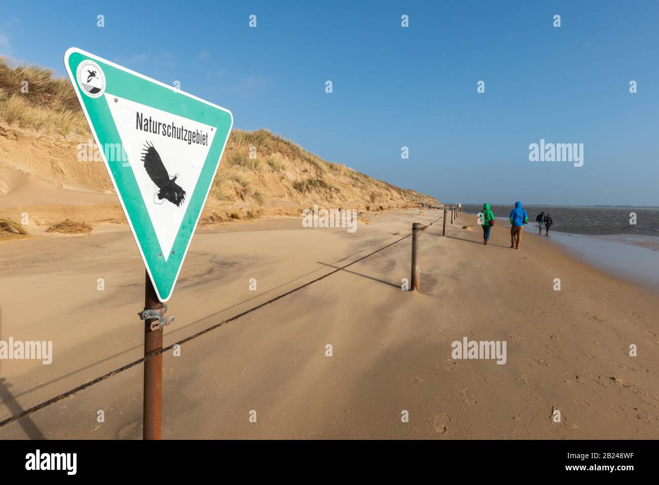 Mit dem Kennzeichen Kennzeichen Kennzeichen "Kennzeichen Amrum-Odde", Nordseeinsel Amrum, Nordfriesland, Schleswig-Holstein, Deutschland Stockfoto