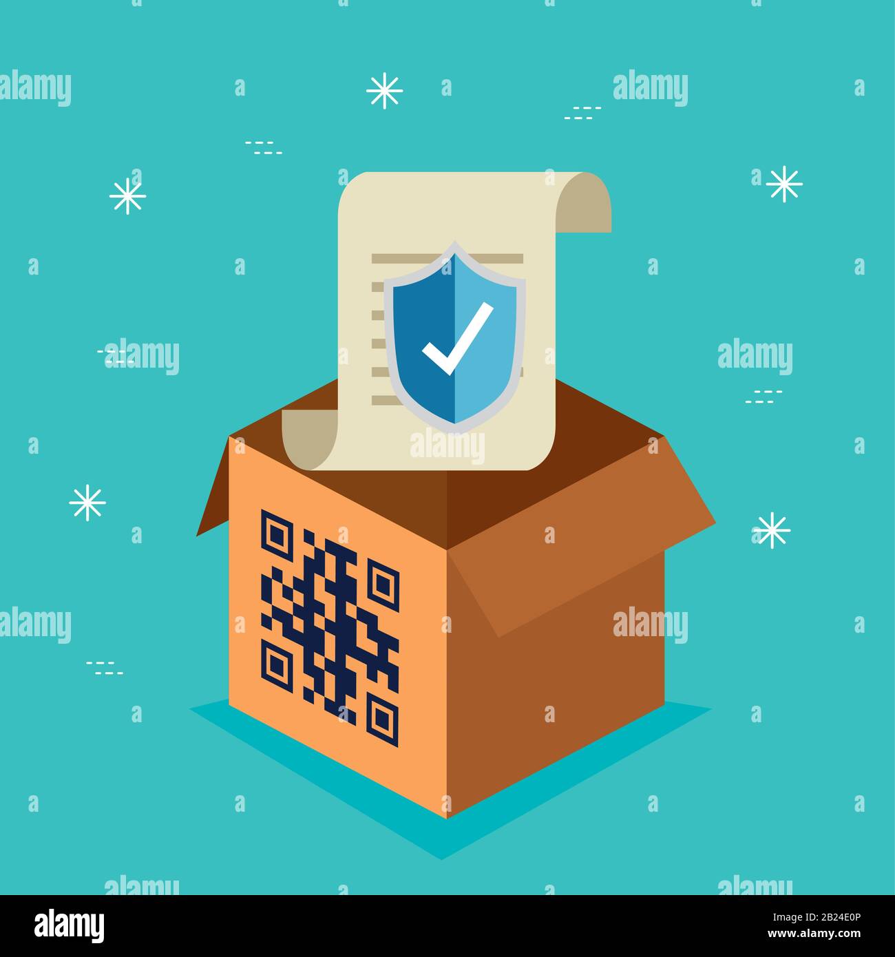 Code qr im Feld mit Symbolen Stock Vektor