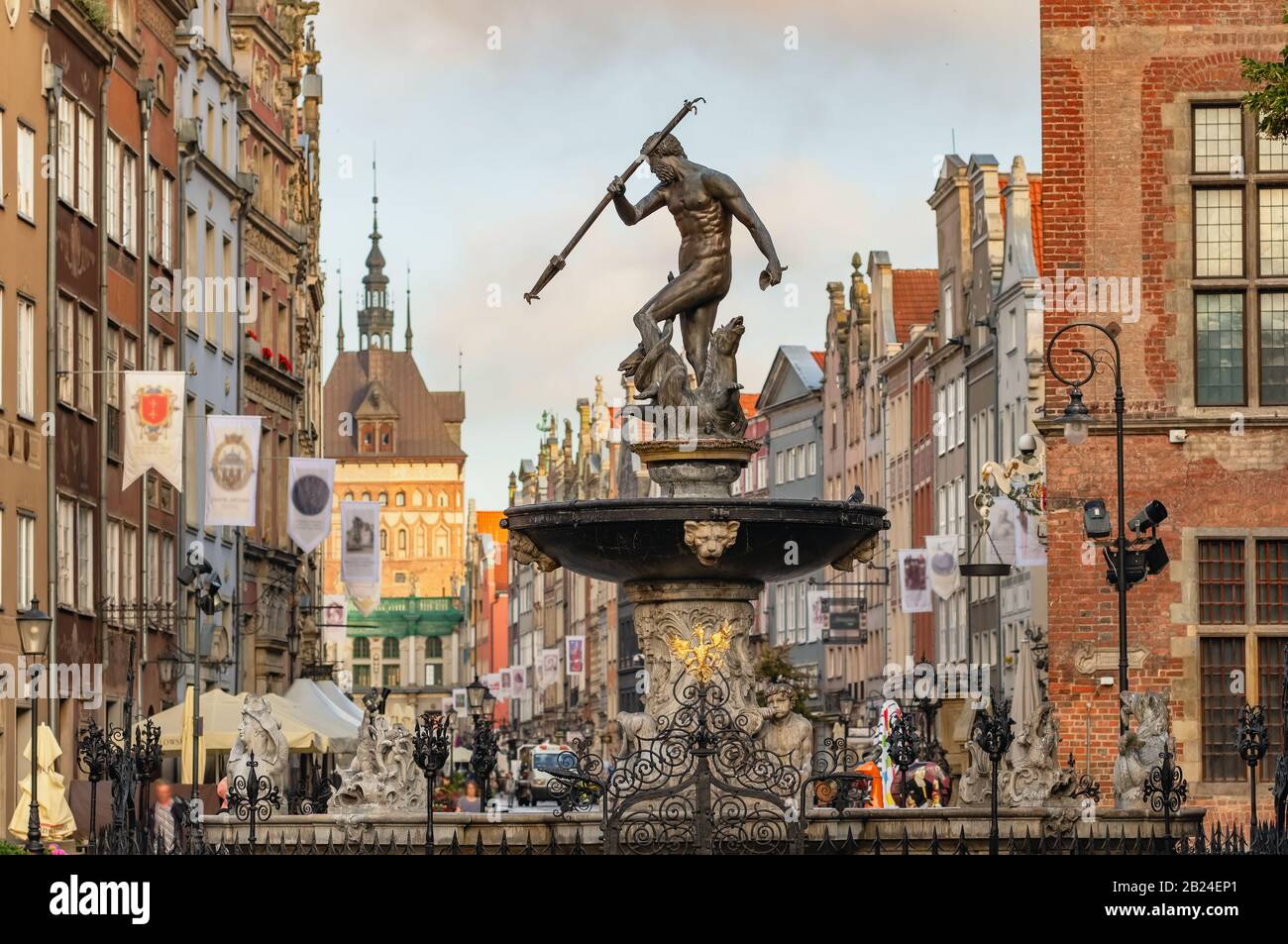 Statue von Neptun Brunnen in der Altstadt von Danzig Stockfoto