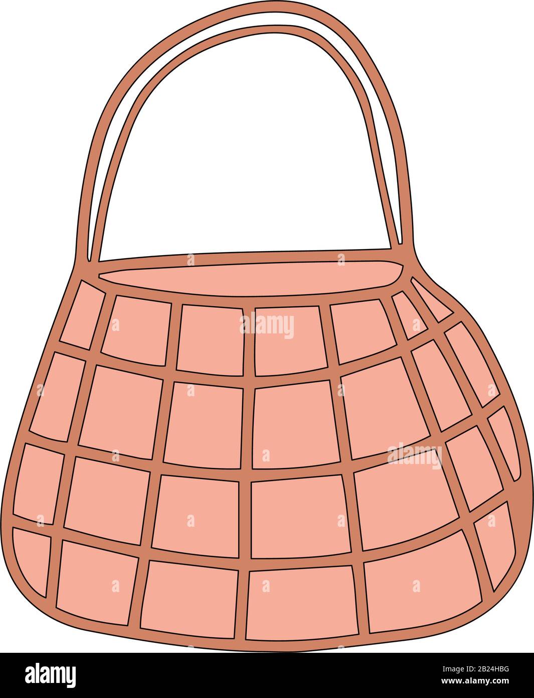 Umweltfreundliche Mesh-Tasche im Cartoon-Stil, isoliert auf weißem Hintergrund. Symbol "Vorzeichen". Vektor einfache Abbildung. Kann als Symbol oder Symbol verwendet werden. Dekoration eleme Stock Vektor