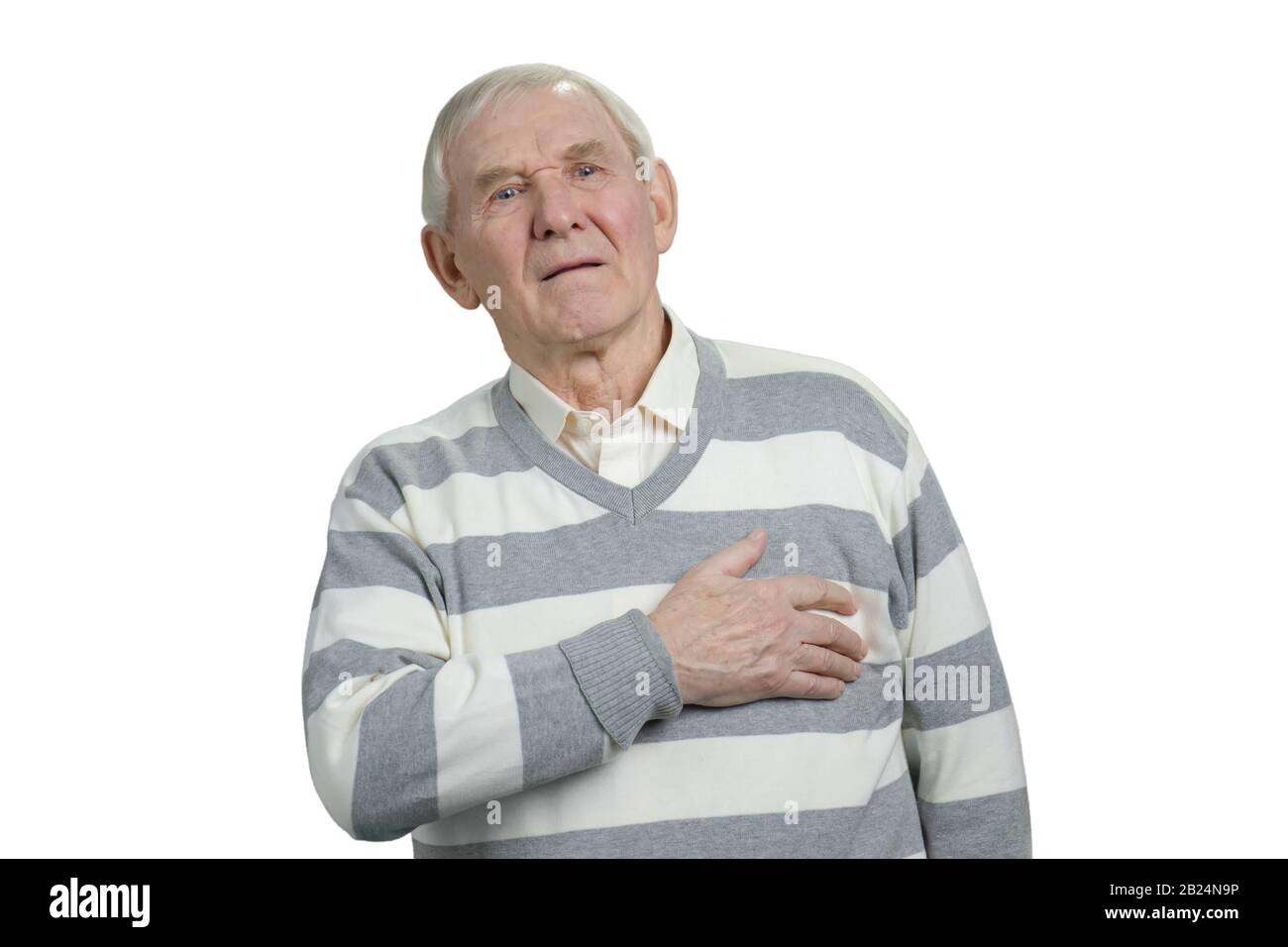 Agedman leidet unter Herzschmerzen. Stockfoto