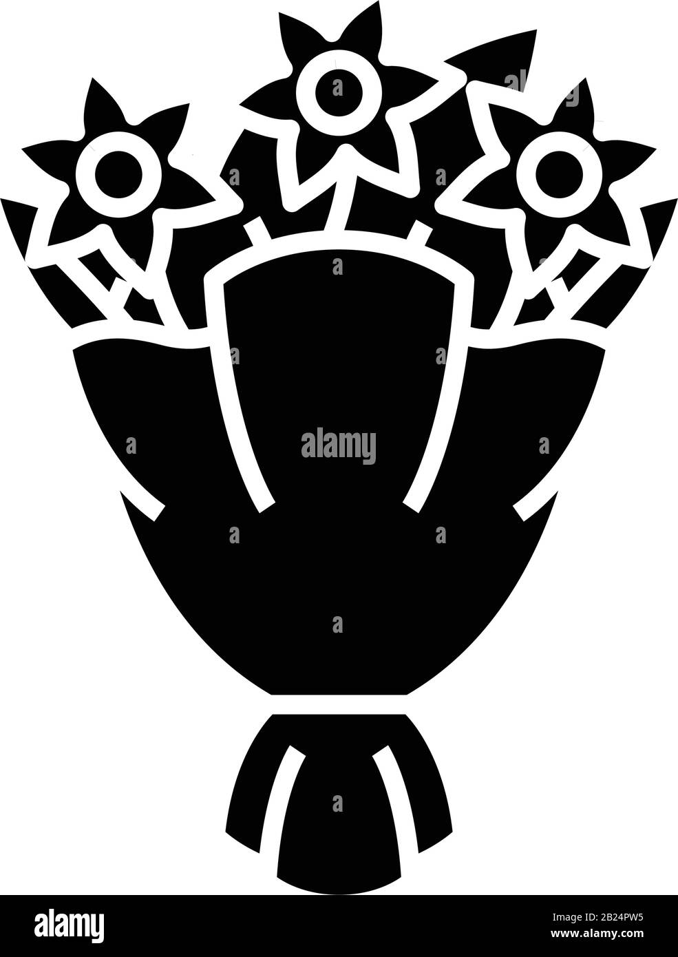 Floristisches Bouqets schwarzes Symbol, Konzeptabbildung, Vektor-Flachsymbol, Glyph-Zeichen. Stock Vektor