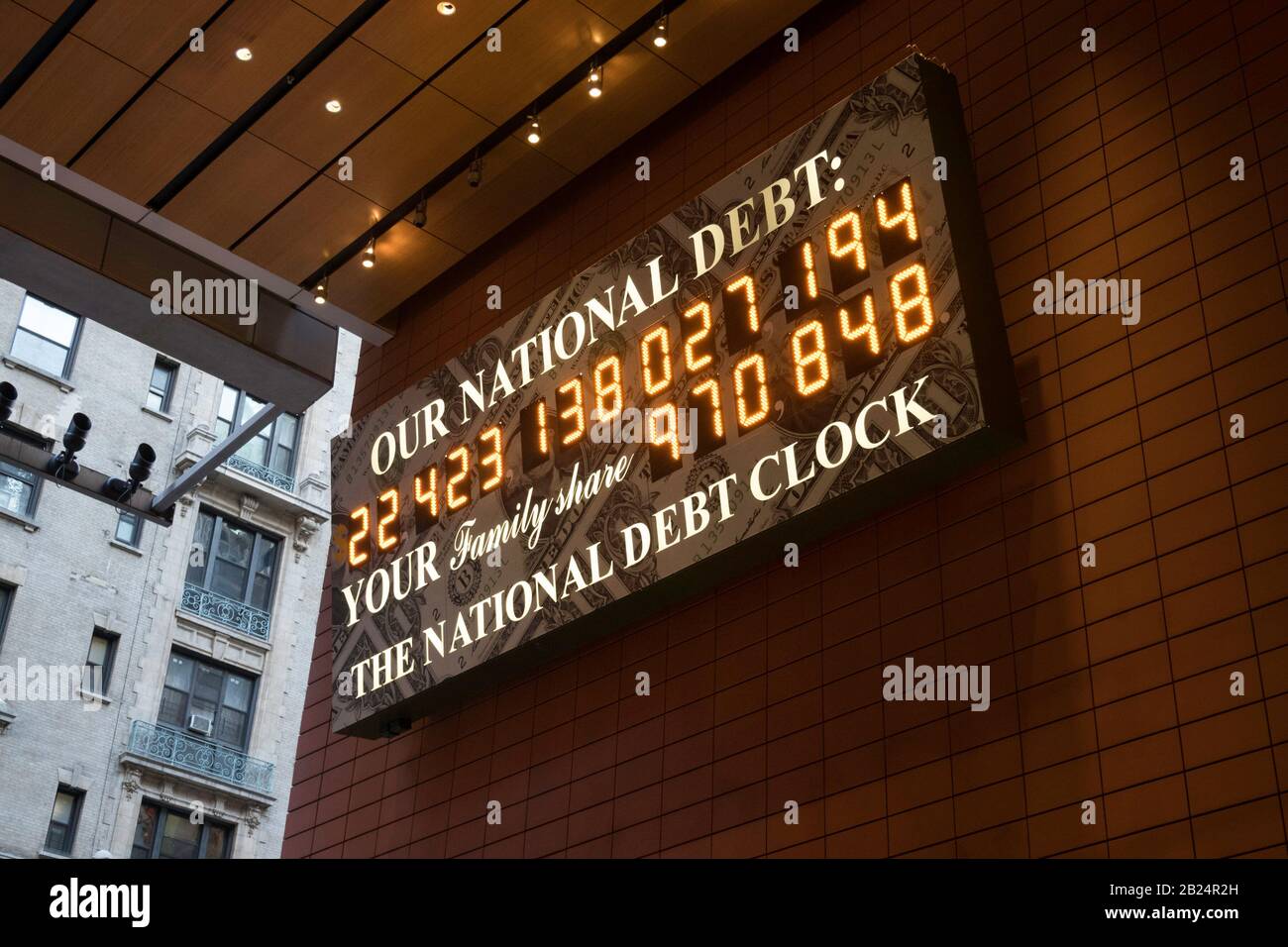 National Debt Clock, Times Square, NYC, USA 2020 Stockfoto