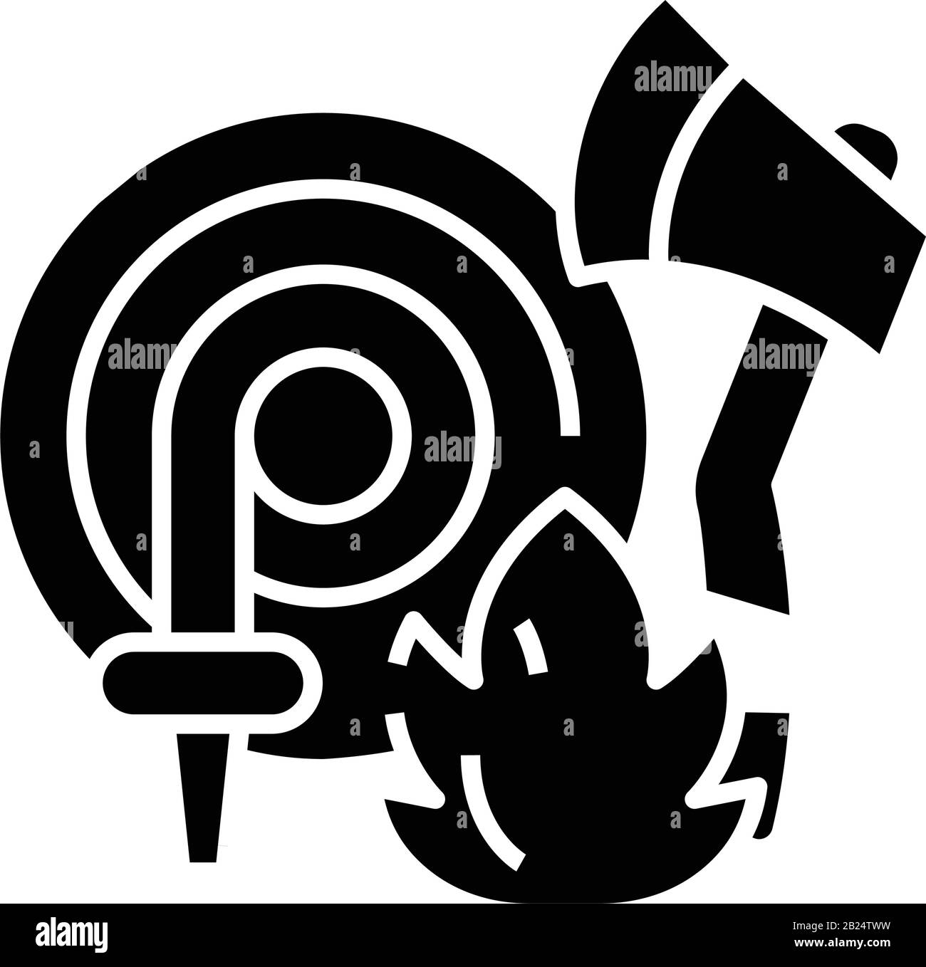 Schwarzes Symbol für die Brandbekämpfung, Konzeptabbildung, Vektor-Flachsymbol, Glyph-Zeichen. Stock Vektor