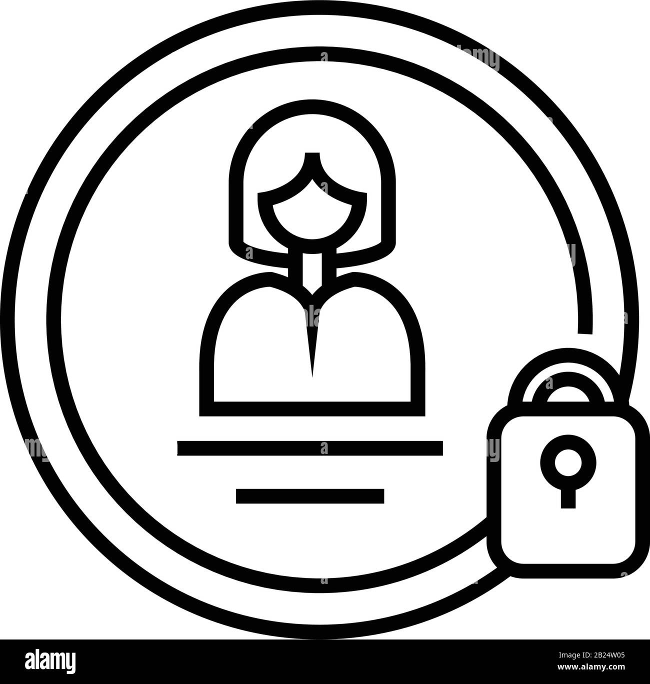 Symbol für persönliche Vertrauenslinie, Konzeptzeichen, Konturvektorabbildung, lineares Symbol. Stock Vektor