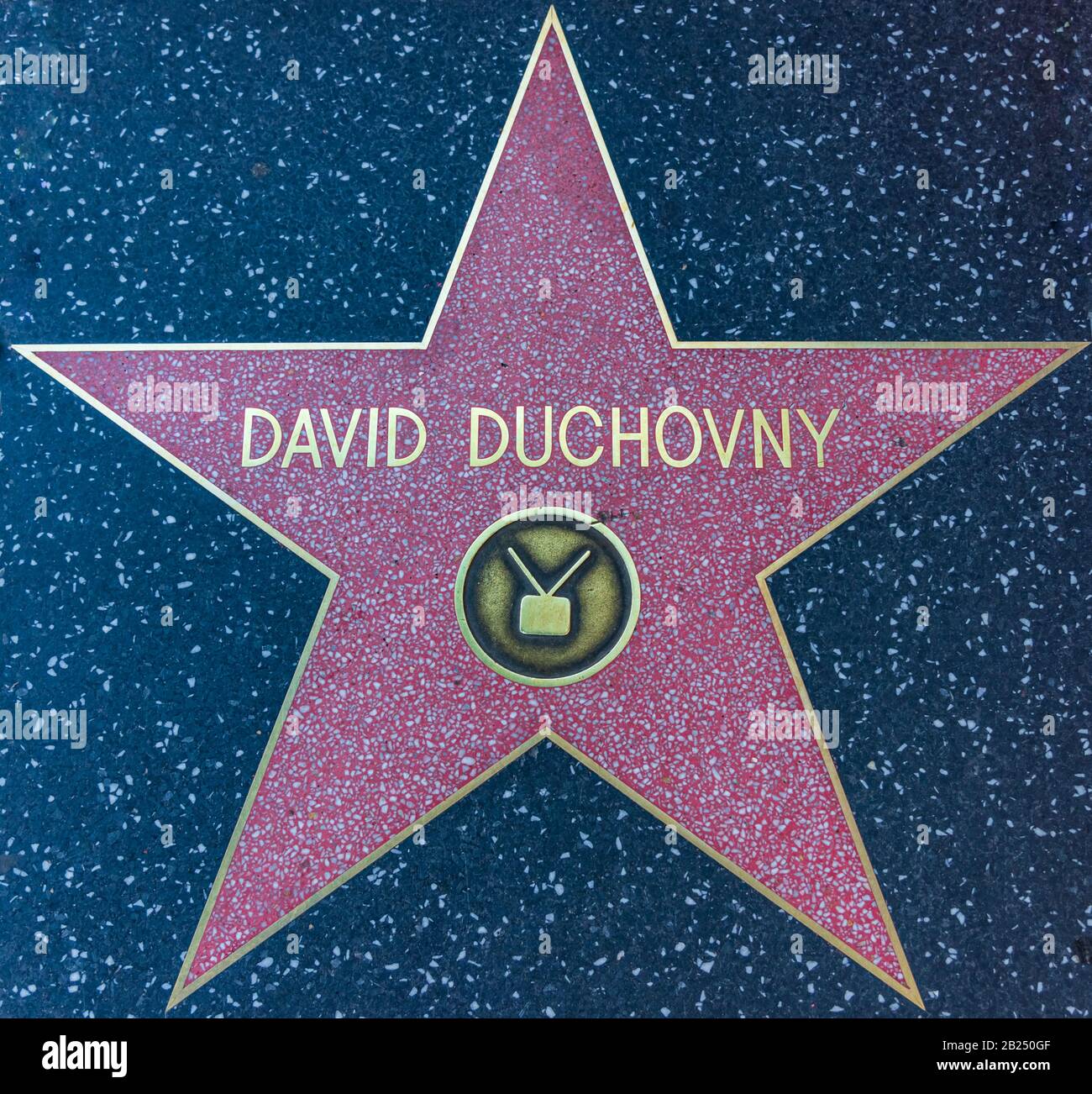 Los Angeles, Kalifornien - 8. Februar 2019: Der Star von David Duchovny im Walk of Fame Sidewalk in Hollywood. Stockfoto
