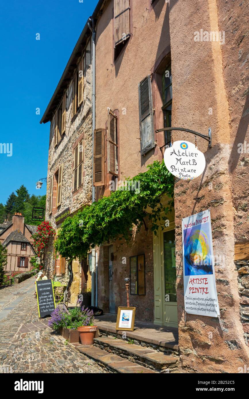 Frankreich, Conques, Stadtzentrum, Künstleratelier Stockfoto