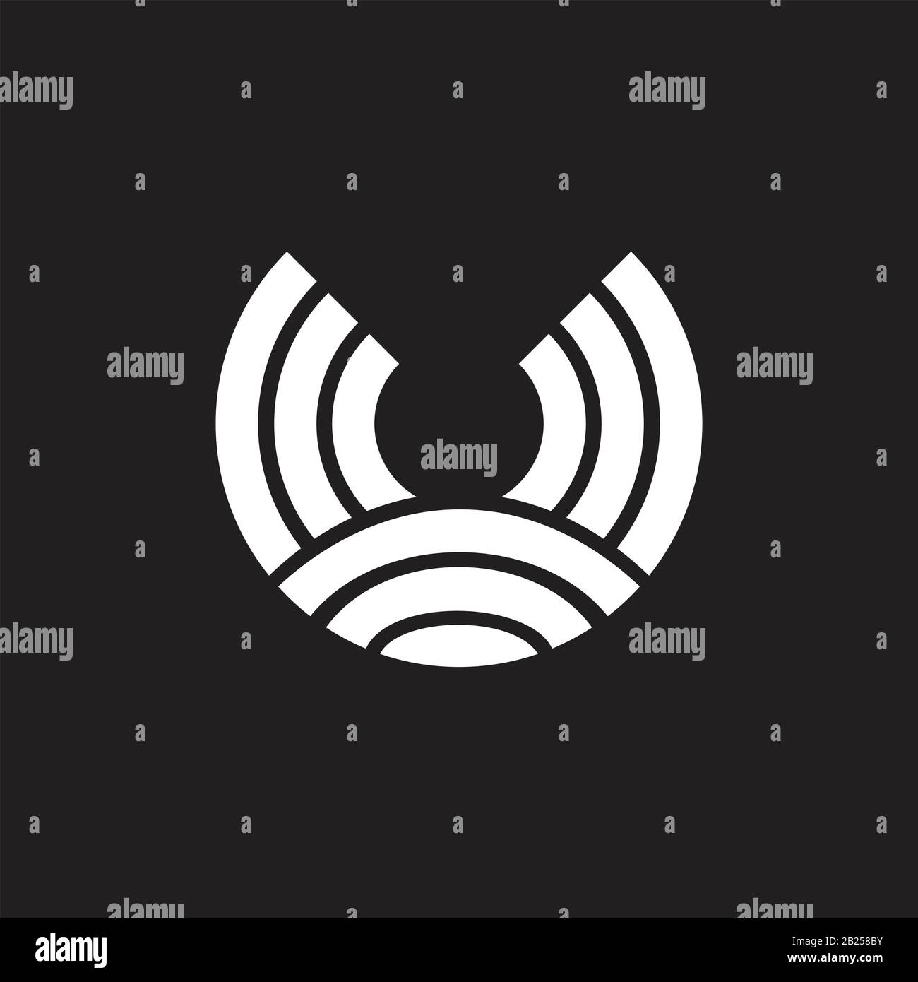 Buchstabe u einfacher Kreis geometrische Streifen Logo-Vektor Stock Vektor