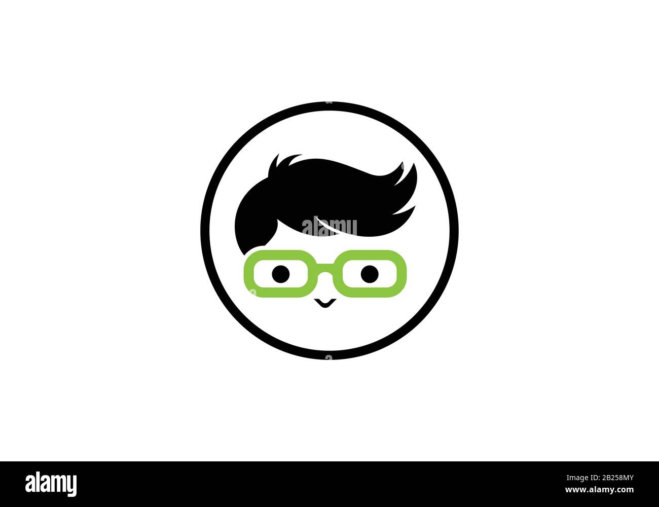 Geek Person. Geek und Nerd Logo Charakter Stock Vektor