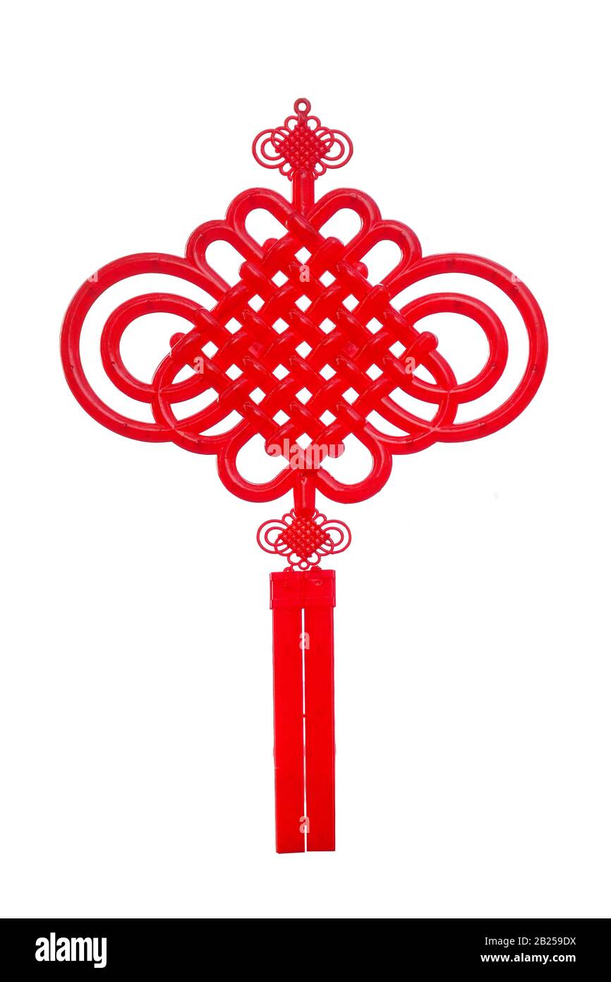 Traditioneller chinesischer Zierknoten, auch chinesischer Knoten genannt, ist typische Folkkunst Chinas. Stockfoto