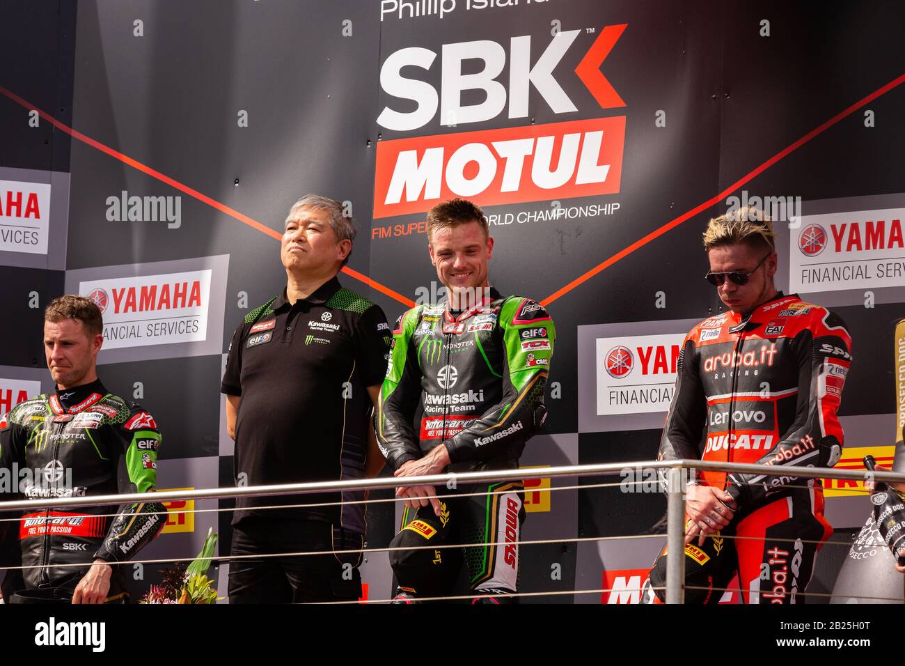 Melbourne, Australien, 1. März 2020. Kawasaki Racing Teamfahrer Alex Lowes (22) während der Motul FIM Superbike-Weltmeisterschaft, Phillip Island Circuit, Australien. Credit: Dave Hewison/Alamy Live News Stockfoto