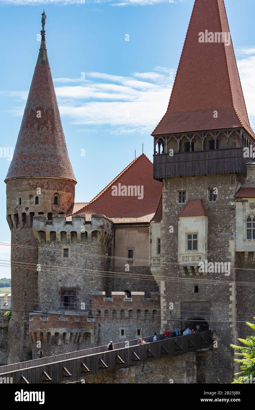 Hunedoara/Rumänien - Schloss Corvin (oder Schloss Hunyadi) eines der "Wunder von Rumänien." Großes, mittelalterlichen Gebäude der Gothic-Renaissance. Stockfoto